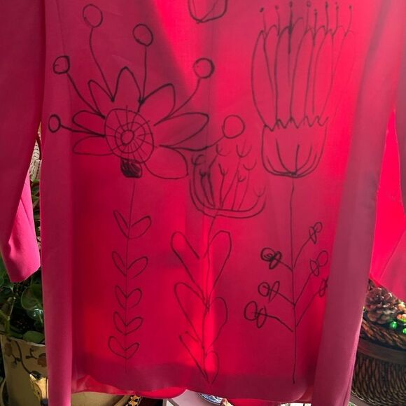 Studio J Cool Wool Pink Reworked Hand Drawn Blazer Vtg 90s - Picture 16 of 16